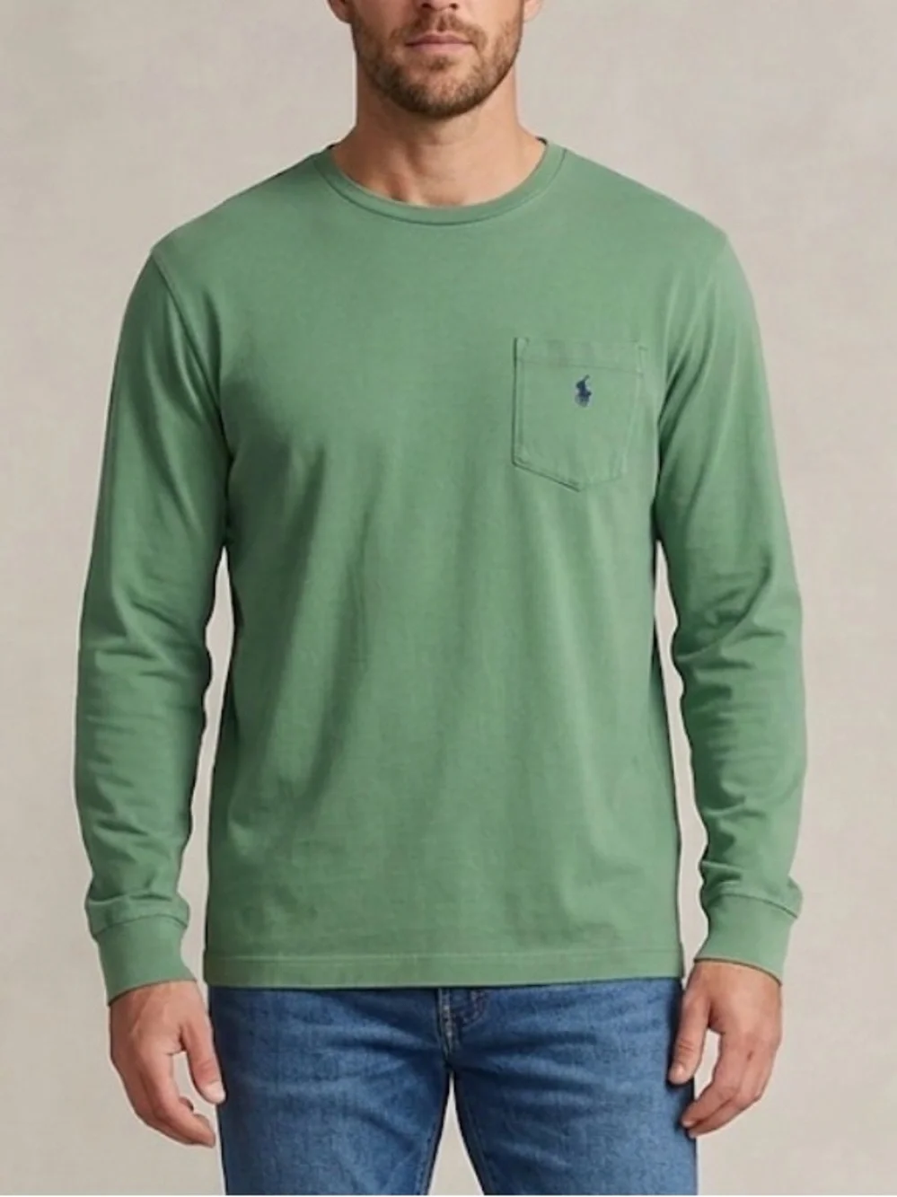 Polo Ralph Lauren Men’s Long Sleeve Pocket T Shirt in Green Medium M